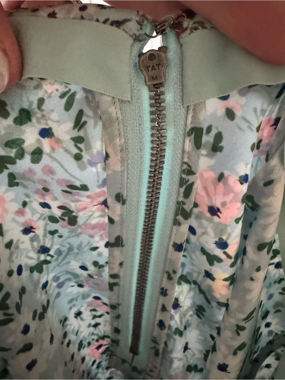 Alice + Olivia Silk Pastel Blue Floral Midi Skirt with Multi-Color Border - Picture 5 of 5